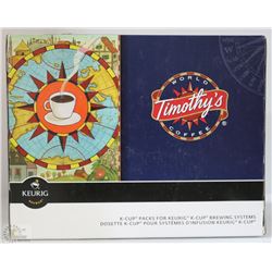 24 K-CUP PACKS TIMOTHY'S DECAFFEINATED COLOMBIAN
