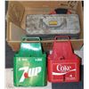 Image 1 : BOX OF VINTAGE ITEMS INCL TACKLE BOX, COKE AND