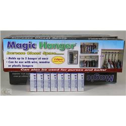 4 BOXES OF CLOSET HANGERS+8 BOXES OF INVISIBLE