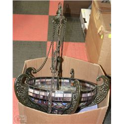 TIFFANY STYLE CHANDELIER (3 LIGHT) WITH CHAIN