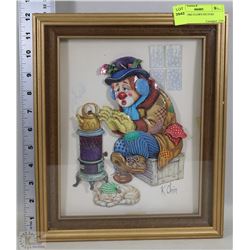 SIGNED 1982 CLOWN PICTURE K.CHIN