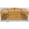 Image 1 : VINTAGE WOODEN SEWING BOX ACCORDION STYLE