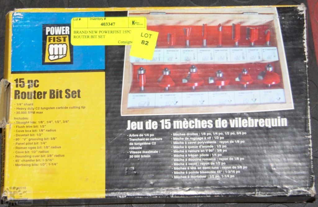 BRAND NEW POWERFIST 15PC ROUTER BIT SET