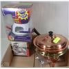 Image 1 : SET OF 3 NEW FONDUE POTS/1 COPPER