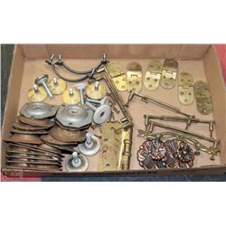 VINTAGE ACCESSORIES LOT- PULLS, KNOBS,HINGES, LEGS