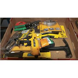 FLAT OF ASSORTED DEWALT HAND TOOLS, ETC.