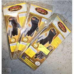 3 PACKS OF SIZE XL GANDER GOLDEN  CARPENTRY GLOVES