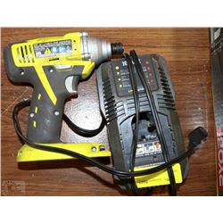RYOBI 18 VOLT CORDLESS SCREWGUN WITH CHARGER
