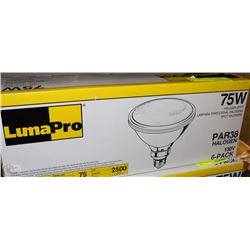 CASE OF 6 LUMA PRO HALOGEN SPOT LIGHTS 75WATT