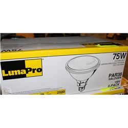 CASE OF 6 LUMA PRO HALOGEN SPOT LIGHTS 75WATT