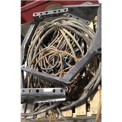 PALLET OF WIRING AND 2 FORD HITCHES