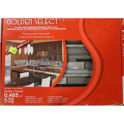 BOX OF 5 GLASS  & ALUMINUM MOSAIC TILE-39.5X 30.3C