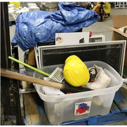 PALLET OF SHOP SUPPLIES,SCREENS ETC