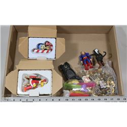BOX OF COLLECTIBLES INCL LEGO BATMOBILE, PEZ