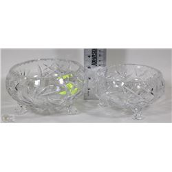 TWO PIECES OF  FOOTED PINWHEEL CRYSTAL BOWLS