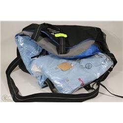 GYM TOTE WITH 2 NEW DENIM LONG SLEEVE SHIRTS XL &