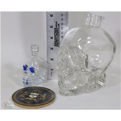 LOT WITH SKULL DECANTER AND SMALL SKULL