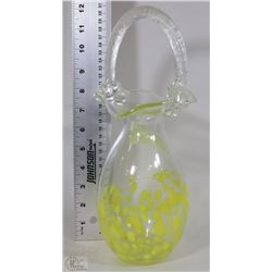 TALL ART GLASS YELLOW DOT BASKET