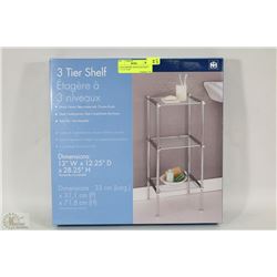 3 TIER CHROME AND GLASS SHELF 13" X 12" X 28"