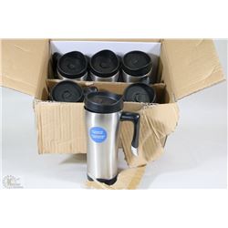 CASE OF 6 NEW  16OZ STAINLESS TRAVEL MUGS