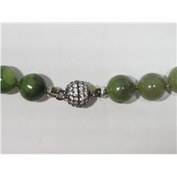 #8-NEPHRITE JADE BEAD NECKALCE WITH