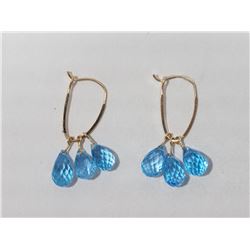 #20-14K YELLOW GOLD BLUE TOPAZ EARRINGS