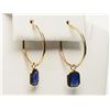 Image 3 : #22-14K YELLOW GOLD BLUE SAPPHIRE EARRINGS