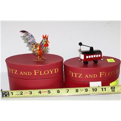 2 FITZ & FLOYD LTD ED. GLASS MENAGERIE FIGURINES