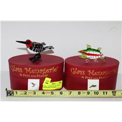 2 FITZ & FLOYD LTD ED. GLASS MENAGERIE FIGURINES