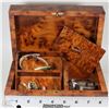 Image 1 : WOOD BOX WITH KEY AND MENS ACCESSSORIES 9 ITEMS