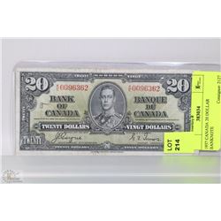 1937 CANADA 20 DOLLAR BANKNOTE