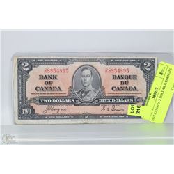 1937 CANADA 2 DOLLAR BANKNOTE