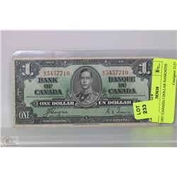 1937 CANADA 1 DOLLAR BANKNOTE