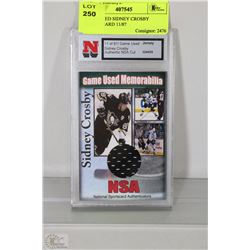 GAME USED SIDNEY CROSBY JERSEY CARD 11/87