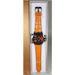 MENS ORANGE TRIPLE TIME CHRONOGRAPH WATCH