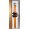Image 1 : MENS ORANGE TRIPLE TIME CHRONOGRAPH WATCH