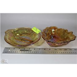 2 CARNIVAL GLASS DISHES
