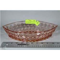 UNIQUE PINK DEPRESSION GLASS BOAT SHAPED DISH