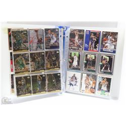 BINDER WITH 13 PAGES OF BASKETBALL CARDS