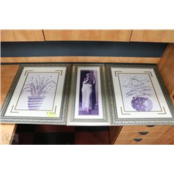 3PC SHOWHOME FRAMED PICS INCL 2 FLORAL