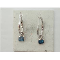 #28-14K WHITE GOLD BLUE DIAMOND EARRINGS