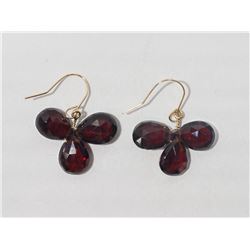 #29-14K YELLOW GOLD GARNET EARRINGS