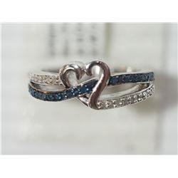 #32-STERLING SILVER BLUE DIAMOND AND