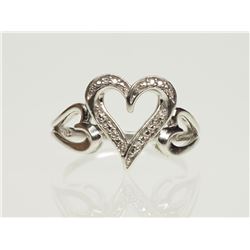 #38-STERLING SILVER DIAMOND RING SIZE 7