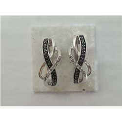 #45-STERLING SILVER DIAMOND EARRINGS