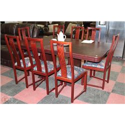 CHERRY WOOD DINING TABLE W/8 CHAIRS