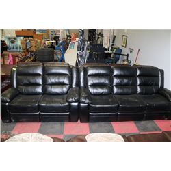 NEW BLAKE BLACK LEATHERETTE RECLINING SOFA AND