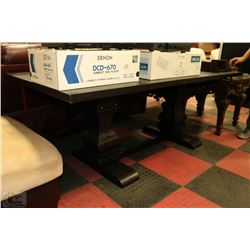 NEW RUSTIC BLACK DUAL PEDESTAL TABLE WITH LEAF