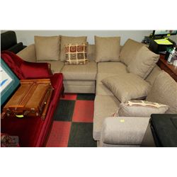 NEW BEIGE FABRIC SECTIONAL WITH THROW CUSHIONS