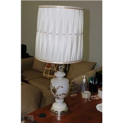 MADE IN FRANCE MILK GLASS LAMP WITH BRASS COLORED